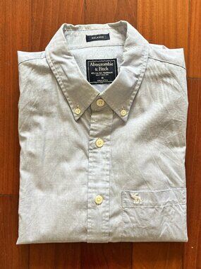 Abercrombie & Fitch Relaxed Fit Button Down Shirt Gray Size M